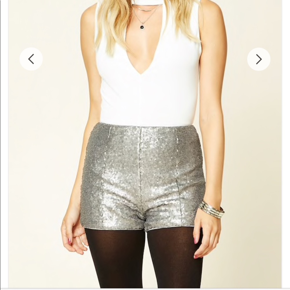 NWT Forever 21 Silver sequin shorts